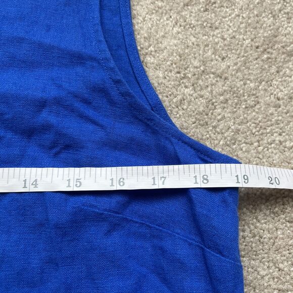 J.Crew Linen Blend Shift Dress 8 Cobalt Blue Sleeveless Coastal Lagenlook Preppy - Picture 6 of 7